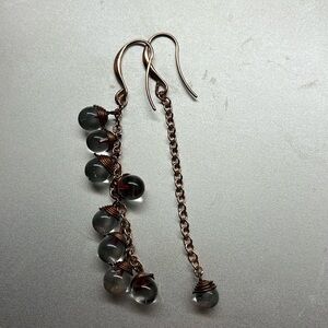 Unique asymmetrical earrings. Glass ball
Drop design